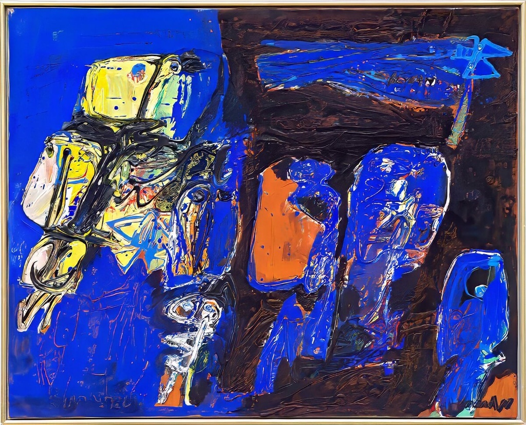 Gule og blaa figurer